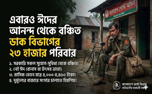 এবারও ঈদের আনন্দ থেকে বঞ্চিত হলো ডাক বিভাগের ২৩ হাজার পরিবার